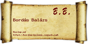 Bordás Balázs névjegykártya